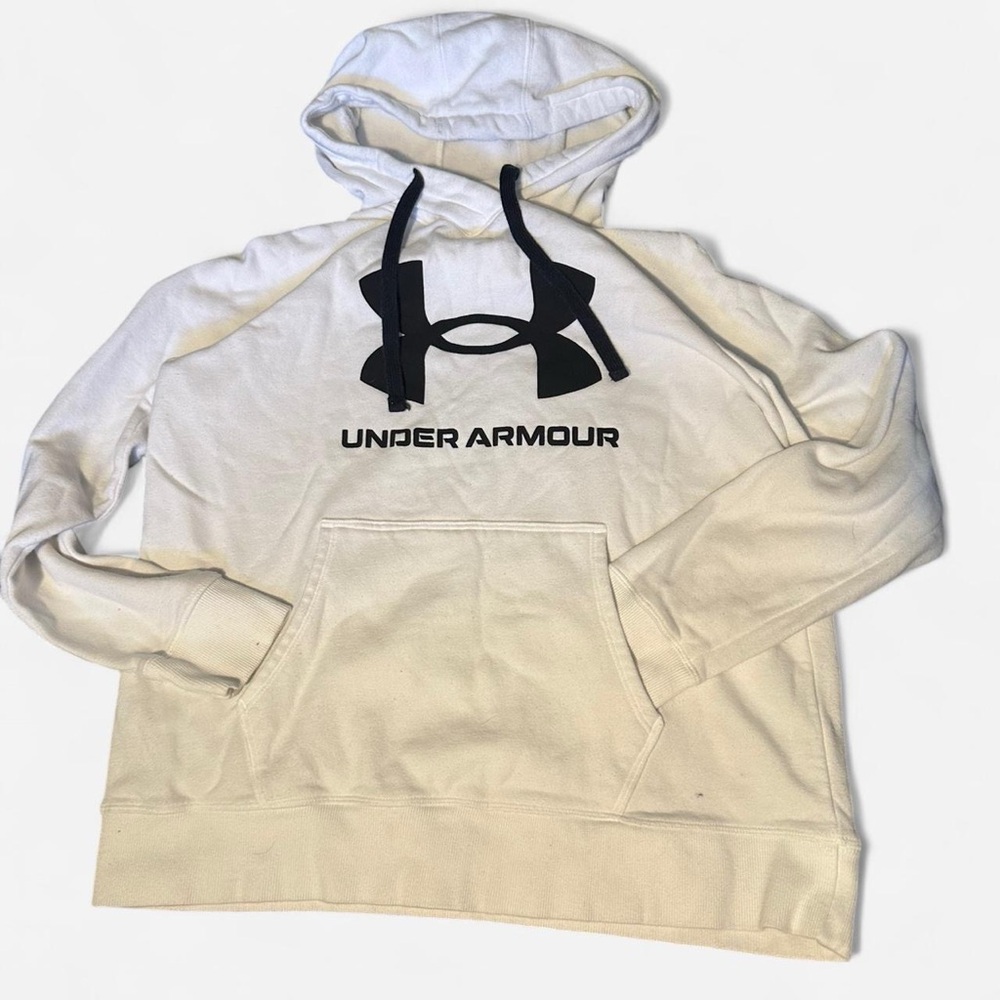 LG White Sweater with Ribbed Cuffs and Hood